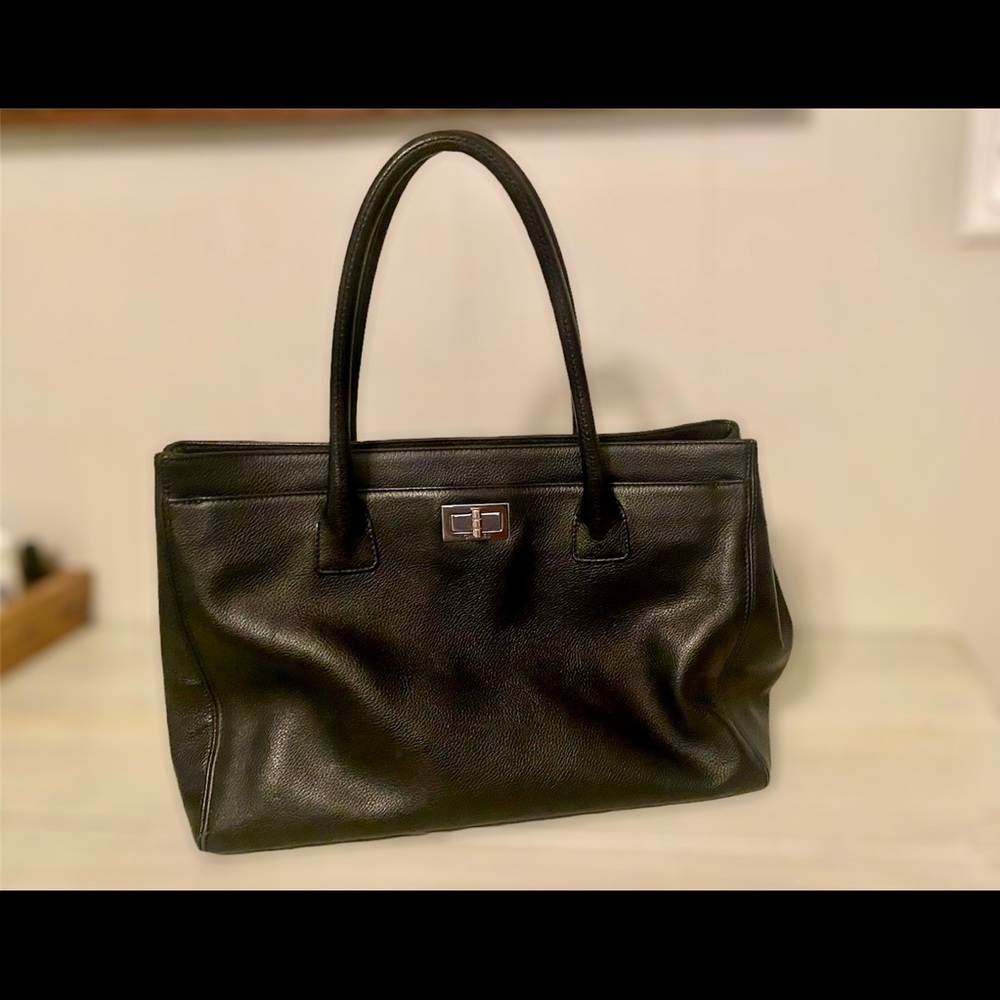 Coach Zip Top Tote Black Leather